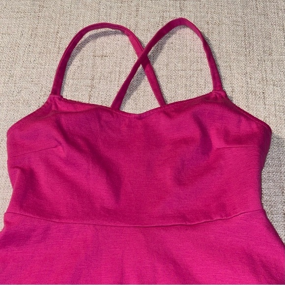 OLD NAVY Pink Fit & Flare Strap Dress Knit Cami Smock Back Criss-Cross Womens XS - Picture 3 of 13